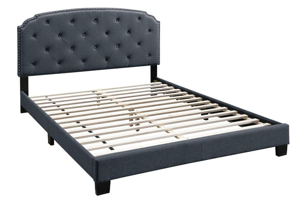 QUEEN BED/CHARCOLE BURPLAP