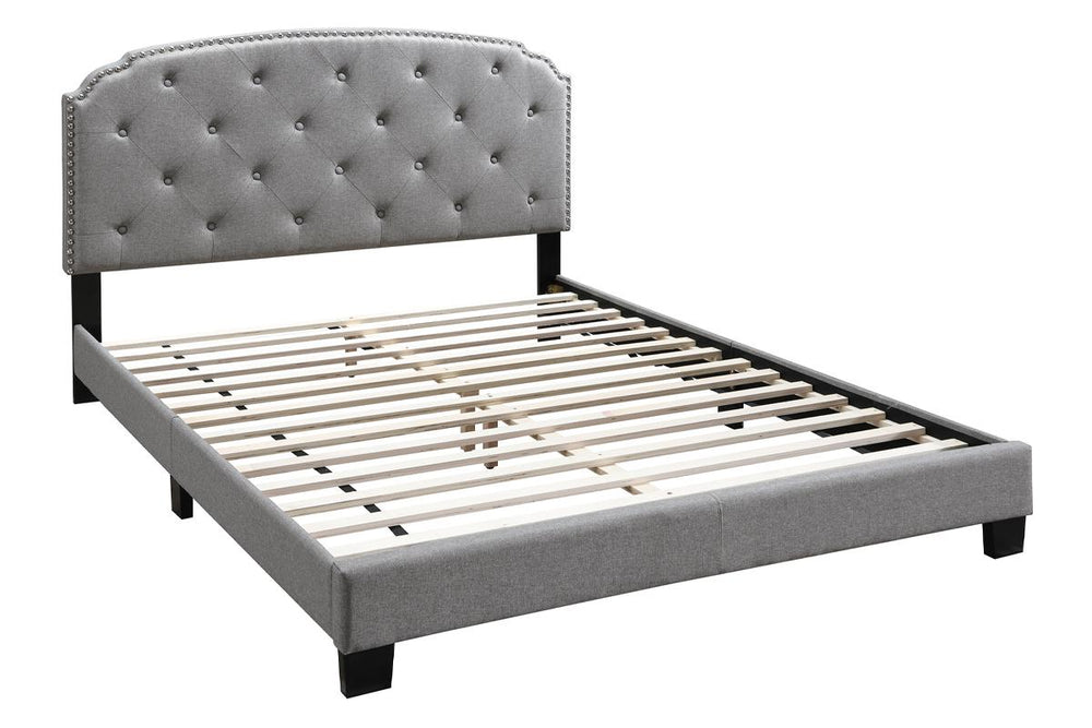 QUEEN BED/LIGHT GREY BURPLAP