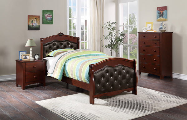 TWIN BED-DARK CHERRY/ESPRESSO PU