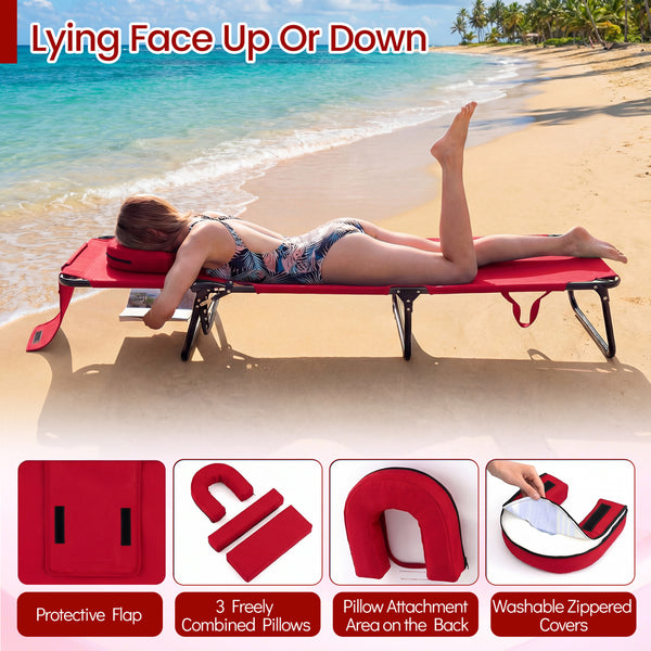 4-position adjustable backrest allows you to sit up  recline  and lay down<br>Safe locking device for firm backrest fixation<br>Powder-coated metal frame with U-shaped legs for extra sturdiness<br>Made of 500D Oxford fabric  wear-resistant and breathable<