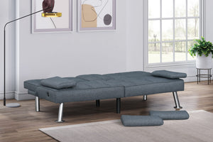 Convertible Futon Sofa Bed with USB & Drop-Dwon Cupholders