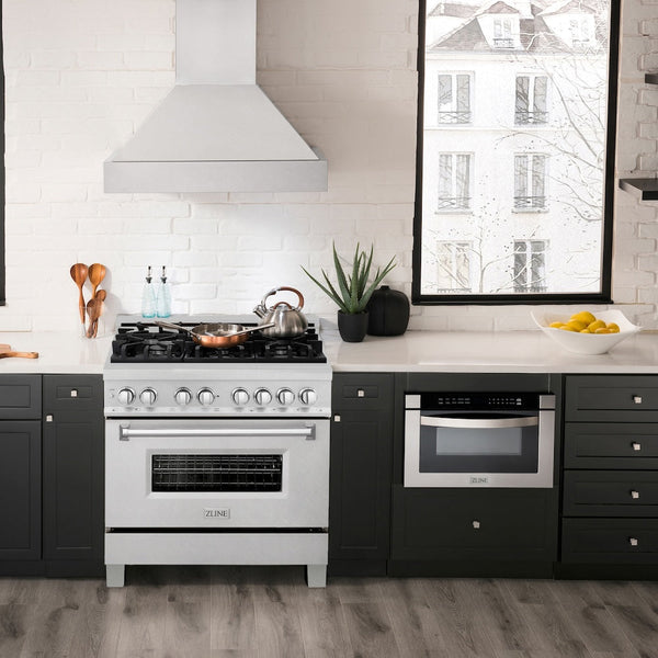 ZLINE 36" 4.6 cu. ft. Dual Fuel Range with Gas Stove and Electric Oven in in Fingerprint Resistant Stainless Steel (RAS-SN-36)