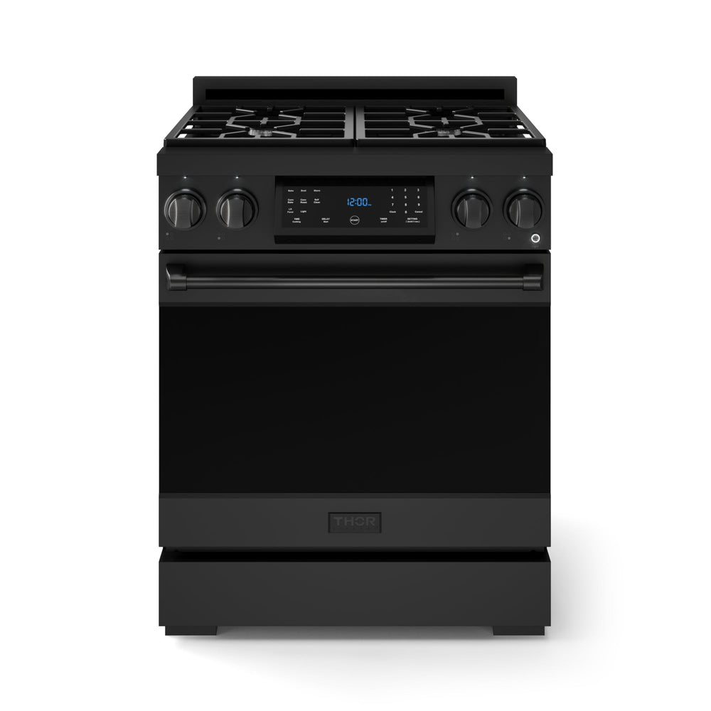 30 Inch Professional Gas Range with Precision Knob Control in Black