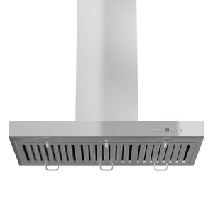 ZLINE 36" Convertible Vent Wall Mount Range Hood in Stainless Steel with Crown Molding (KECRN-36)