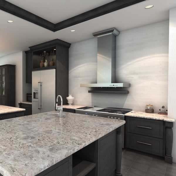 ZLINE 36" Convertible Vent Wall Mount Range Hood in Stainless Steel with Crown Molding (KECRN-36)