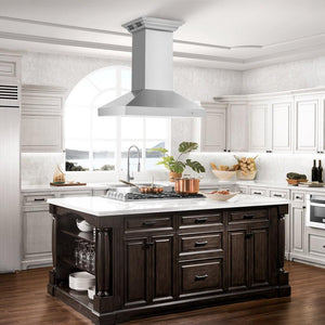 30" ZLINE CrownSound™Ducted Vent Island Mount Range Hood in Stainless Steel with Built-in Bluetooth Speakers (KL3iCRN-BT-30)