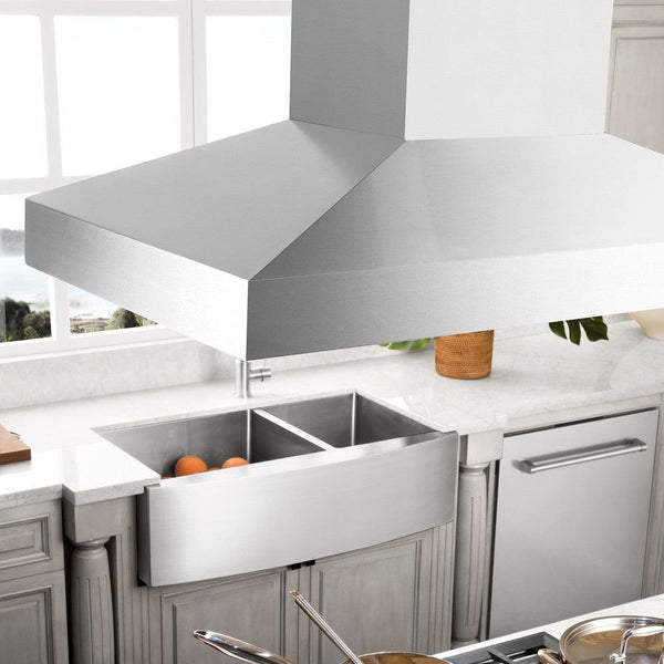 30" ZLINE CrownSound™Ducted Vent Island Mount Range Hood in Stainless Steel with Built-in Bluetooth Speakers (KL3iCRN-BT-30)