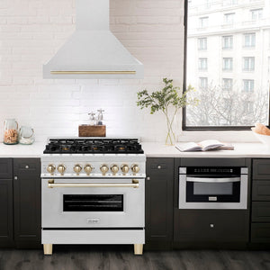 ZLINE 36" Autograph Edition Fingerprint Resistant Stainless Steel Range Hood with Gold Handle