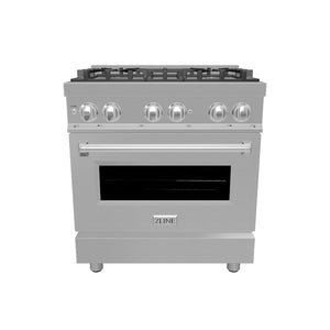 ZLINE 30" 4.0 cu. ft. Dual Fuel Range with Gas Stove and Electric Oven in Stainless Steel with Brass Burners (RA-BR-30)