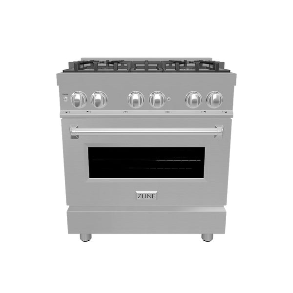 ZLINE 30" 4.0 cu. ft. Dual Fuel Range with Gas Stove and Electric Oven in Stainless Steel with Brass Burners (RA-BR-30)