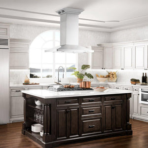30" ZLINE CrownSound™Ducted Vent Island Mount Range Hood in Stainless Steel with Built-in Bluetooth Speakers (GL2iCRN-BT-30)