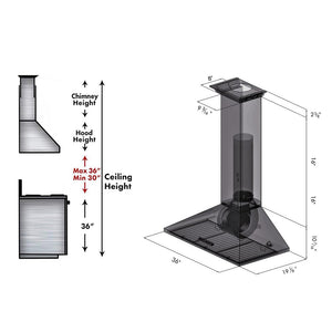 ZLINE 36" Convertible Vent Convertible Vent Wall Mount Range Hood in Stainless Steel with Crown Molding (KL2CRN-36)