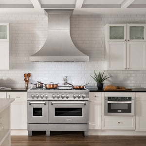 ZLINE 48" 6.0 cu. ft. Dual Fuel Range with Gas Stove and Electric Oven in Fingerprint Resistant Stainless Steel and Brass Burners (RAS-SN-BR-48)