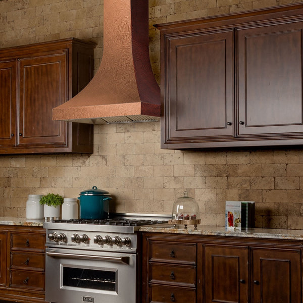 ZLINE 36" Designer Series Hand-HammeredCopper Finish Ducted Wall Range Hood (8632H-36)