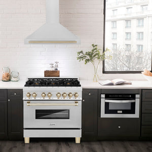 ZLINE 36" Autograph Edition Fingerprint Resistant Stainless Steel Range Hood with Gold Handle