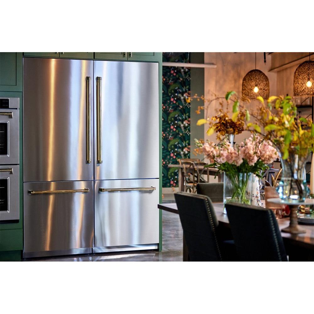 ZLINE 60" Autograph Edition 32.2 cu. ft. Built-in 4-Door French Door Refrigerator with Internal Water and Ice Dispenser in Stainless Steel with Gold Accents
