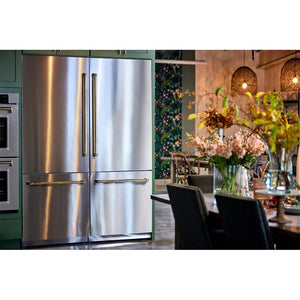 ZLINE 60" Autograph Edition 32.2 cu. ft. Built-in 4-Door French Door Refrigerator with Internal Water and Ice Dispenser in Stainless Steel with Gold Accents
