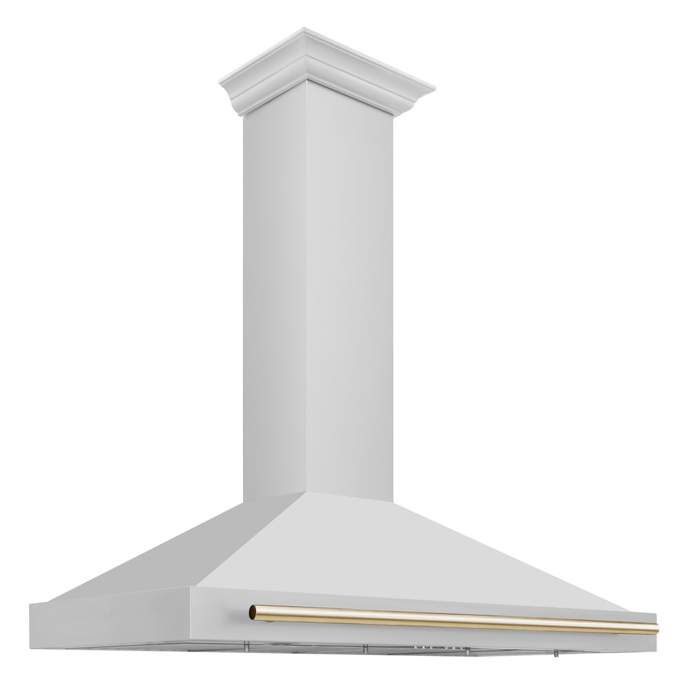 ZLINE 48" Autograph Edition Stainless Steel Range Hood with Stainless Steel Shell and Gold Accents