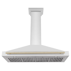 ZLINE 48" Autograph Edition Stainless Steel Range Hood with Stainless Steel Shell and Gold Accents