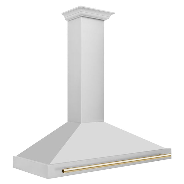 ZLINE 48" Autograph Edition Stainless Steel Range Hood with Stainless Steel Shell and Gold Accents