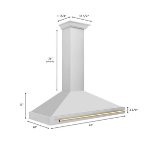 ZLINE 48" Autograph Edition Stainless Steel Range Hood with Stainless Steel Shell and Gold Accents