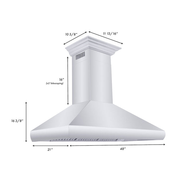 ZLINE 48" Professional Convertible Vent Wall Mount Range Hood in Stainless Steel with Crown Molding (587CRN-48)