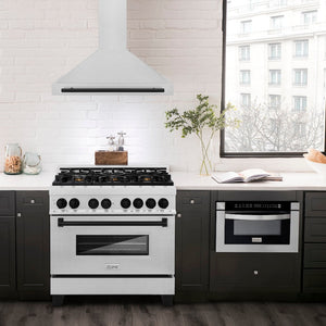 ZLINE 36" Autograph Edition Fingerprint Resistant Stainless Steel Range Hood with Matte Black Handle