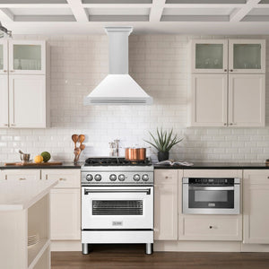 ZLINE 30" Stainless Steel Range Hood with White Matte Shell and Stainless Steel Handle