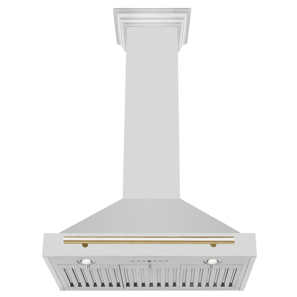 ZLINE 30" Autograph Edition Stainless Steel Range Hood with Stainless Steel Shell and Gold Accents