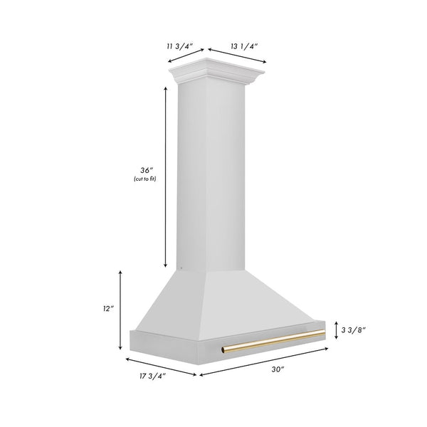 ZLINE 30" Autograph Edition Stainless Steel Range Hood with Stainless Steel Shell and Gold Accents