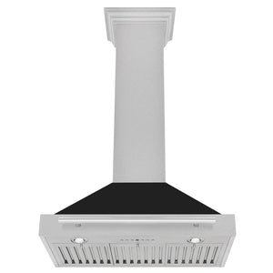 ZLINE 30" Fingerprint Resistant Stainless Steel Range Hood with Black Matte Shell and Stainless Steel Handle