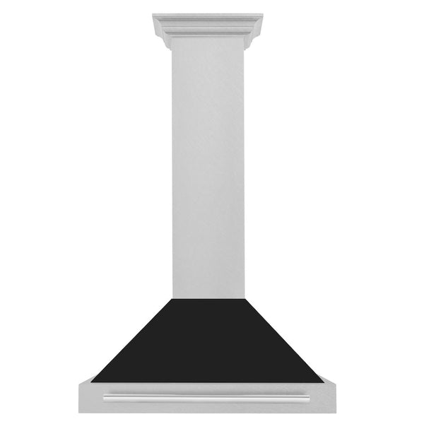 ZLINE 30" Fingerprint Resistant Stainless Steel Range Hood with Black Matte Shell and Stainless Steel Handle