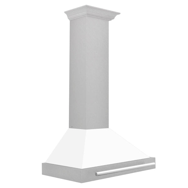ZLINE 30" Fingerprint Resistant Stainless Steel Range Hood with White Matte Shell and Stainless Steel Handle