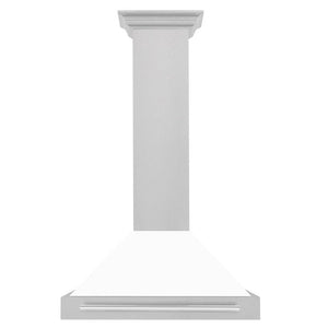 ZLINE 30" Fingerprint Resistant Stainless Steel Range Hood with White Matte Shell and Stainless Steel Handle