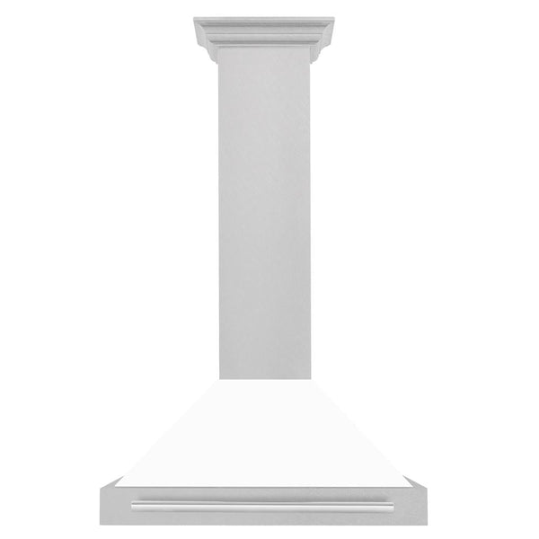 ZLINE 30" Fingerprint Resistant Stainless Steel Range Hood with White Matte Shell and Stainless Steel Handle