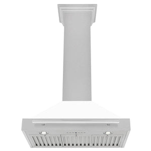 ZLINE 30" Fingerprint Resistant Stainless Steel Range Hood with White Matte Shell and Stainless Steel Handle