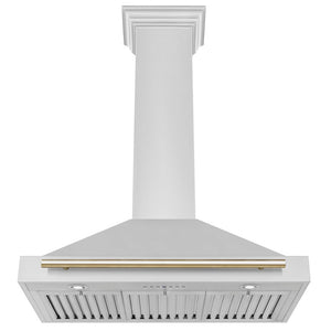 ZLINE 36" Autograph Edition Stainless Steel Range Hood with Stainless Steel Shell and Gold Accents