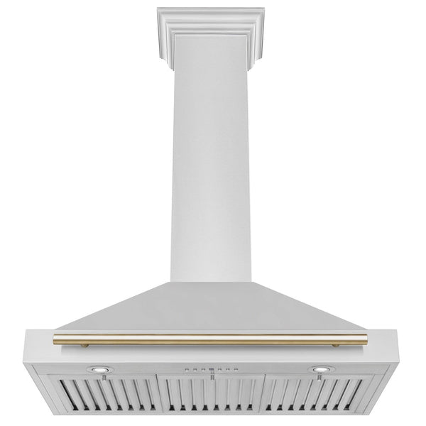 ZLINE 36" Autograph Edition Stainless Steel Range Hood with Stainless Steel Shell and Gold Accents