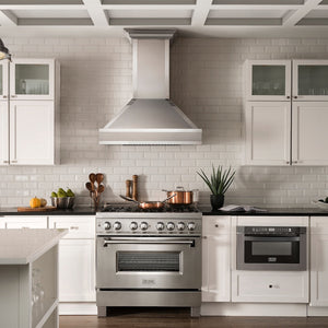 ZLINE 36" Designer Series Ducted Wall Mount Range Hood in Fingerprint Resistant Stainless Steel with Mirror Accents (655MR-36)
