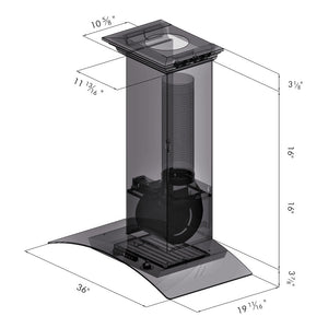 ZLINE 36" Convertible Vent Wall Mount Range Hood in Stainless Steel & Glass with Crown Molding (KZCRN-36)