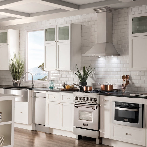 24" ZLINE CrownSound™Ducted Vent Wall Mount Range Hood in Stainless Steel with Built-in Bluetooth Speakers (KBCRN-BT-24)