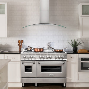 ZLINE 48" Convertible Vent Convertible Vent Wall Mount Range Hood in Stainless Steel & Glass (KN4-48)