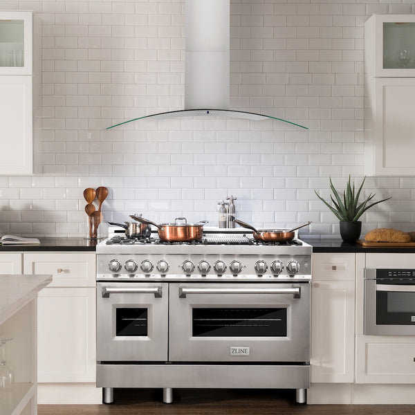 ZLINE 48" Convertible Vent Convertible Vent Wall Mount Range Hood in Stainless Steel & Glass (KN4-48)