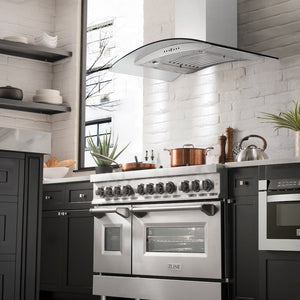 ZLINE 48" Convertible Vent Convertible Vent Wall Mount Range Hood in Stainless Steel & Glass (KN4-48)