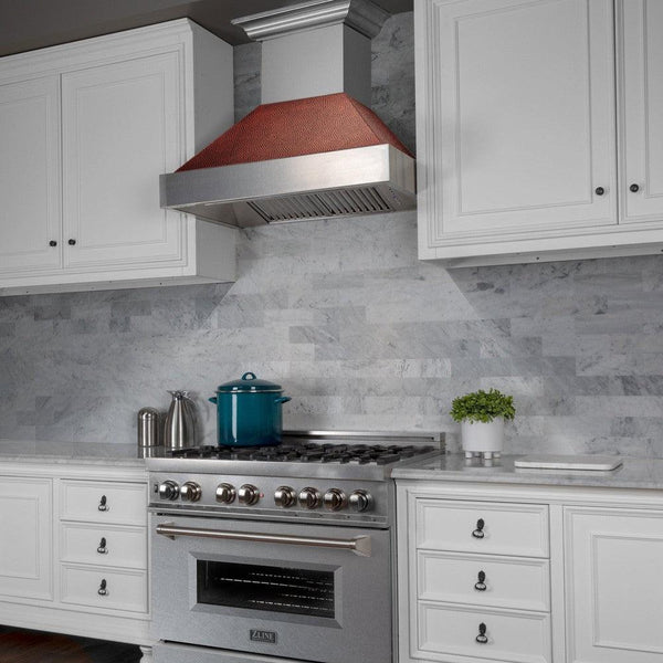 30" Ducted Fingerprint Resistant Stainless Steel Range Hood with Hand-Hammered Copper Shell (8654HH-30)