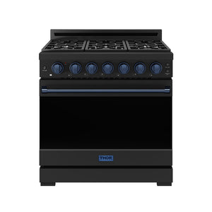 36 Inch Professional Gas Range with Precision Knob in Black and Blue | Gordon Ramsay Series