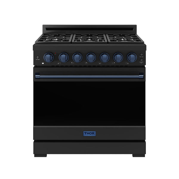 36 Inch Professional Gas Range with Precision Knob in Black and Blue | Gordon Ramsay Series
