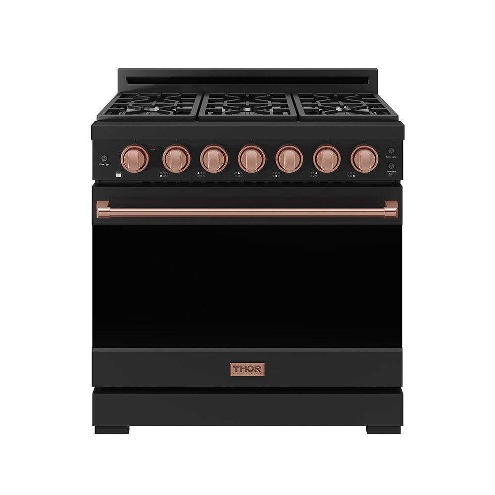 36 Inch Professional Gas Range with Precision Knob in Black and Rose Gold | Gordon Ramsay Series