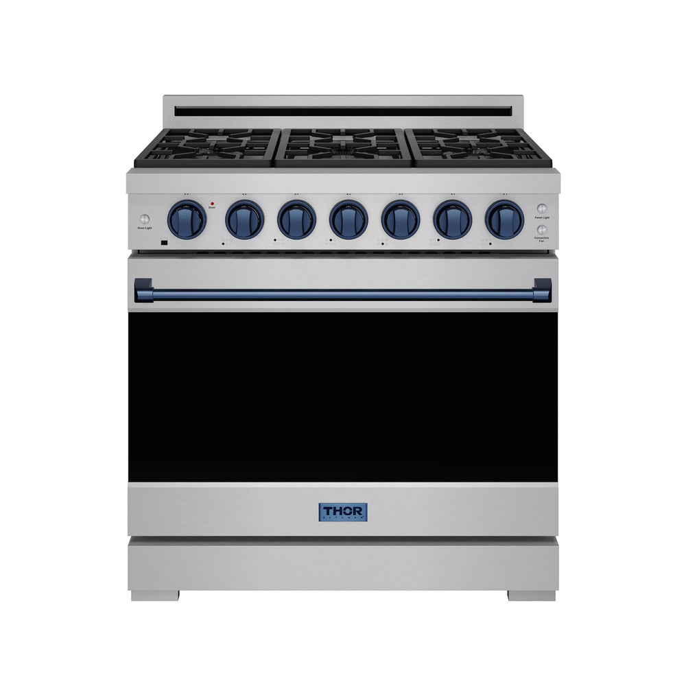 36 Inch Professional Gas Range with Precision Knob in Stainless Steel and Blue | Gordon Ramsay Series