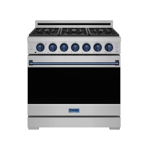 36 Inch Professional Gas Range with Precision Knob in Stainless Steel and Blue | Gordon Ramsay Series